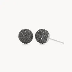 Black Sparkle Ball Stud Earrings 10mm - Hillberg & Berk